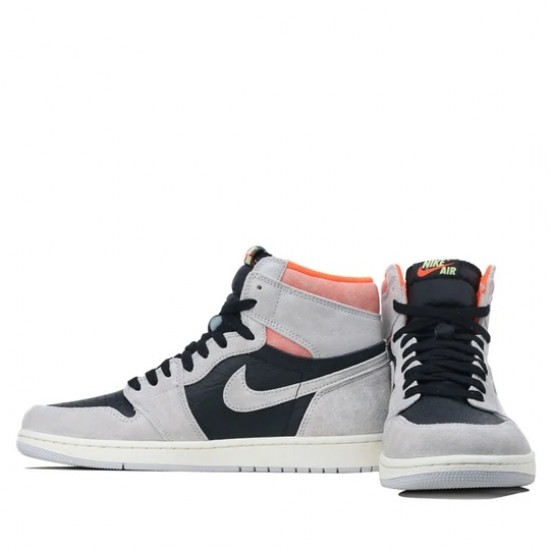 Air Jordan 1 Retro High Neutral Grey Hyper Crimson Mens/Womens AJ1 Sneakers 555088-018