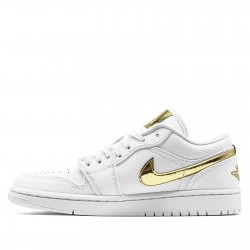 Air Jordan 1 Low "White Metallic Gold" Mens/Womens AJ1 Sneakers CZ4776-100