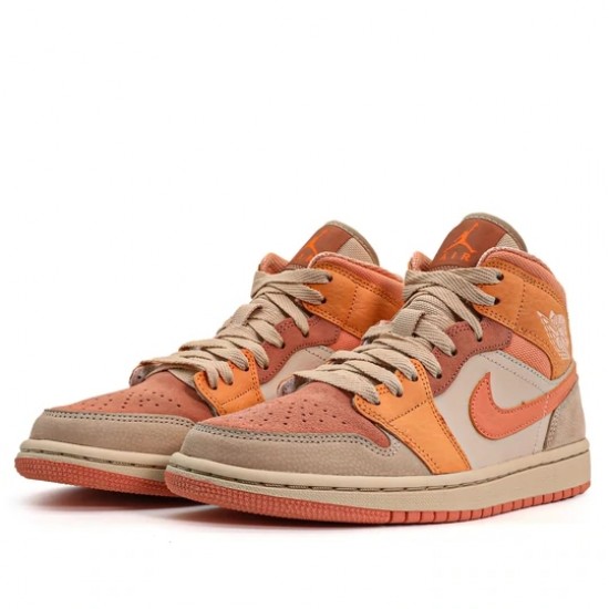 Air Jordan 1 Mid Apricot Orange Mens/Womens AJ1 Sneakers DH4270-800