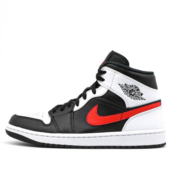 Air Jordan 1 Mid Black Chile Red White Mens/Womens AJ1 Sneakers 554724-075