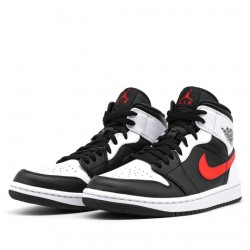 Air Jordan 1 Mid "Black Chile Red White" Mens/Womens AJ1 Sneakers 554724-075