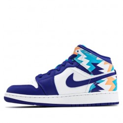 Air Jordan 1 Mid "Geometric Print" Mens/Womens AJ1 Sneakers 555112-105