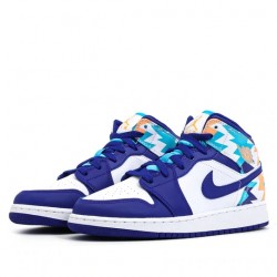 Air Jordan 1 Mid "Geometric Print" Mens/Womens AJ1 Sneakers 555112-105