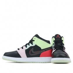 Air Jordan 1 Mid "Glow-In-The-Dark" GS AJ1 Sneakers AV5174-076