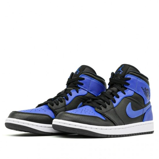 Air Jordan 1 Mid Hyper Royal Tumbled Leather Womens/Mens AJ1 Sneakers 554724-077