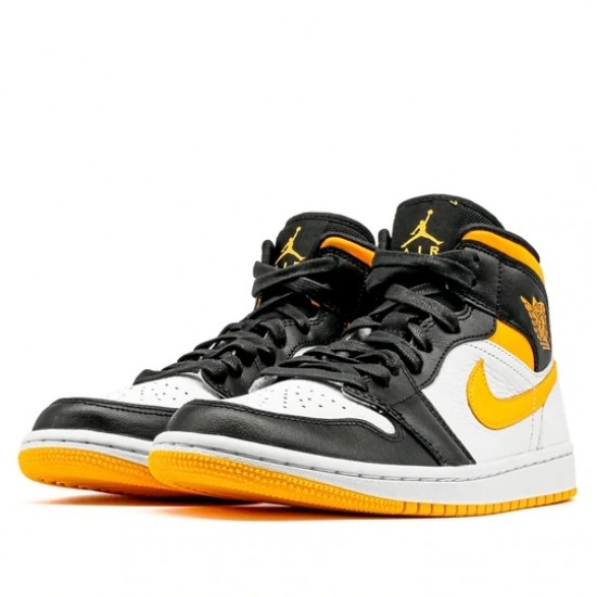 Air Jordan 1 Mid Laser Orange Black Womens/Mens AJ1 Sneakers CV5276-107