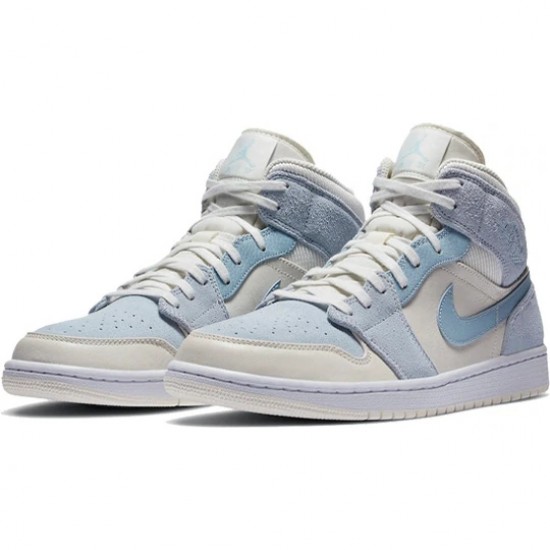 Air Jordan 1 Mid Mixed Textures Blue Mens/Womens AJ1 Sneakers DA4666-100