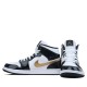 Air Jordan 1 Mid Patent Black White Gold Womens/Mens AJ1 Sneakers 852542-007