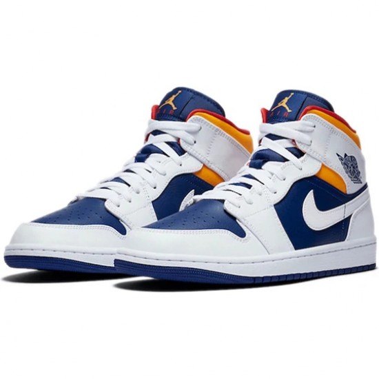 Air Jordan 1 Mid Royal Blue Laser Orange Womens/Mens AJ1 Sneakers 554724-131