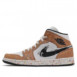 Air Jordan 1 Mid SE "Brushstroke" Womens/Mens AJ1 Sneakers DA8005-100