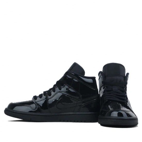 Air Jordan 1 Mid SE Triple Black Patent Mens AJ1 Sneakers BQ6472-002