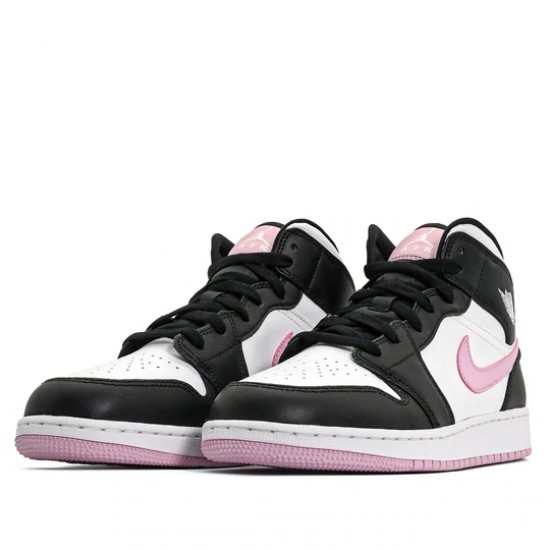 Air Jordan 1 Mid White Black Light Arctic Pink Mens/Womens AJ1 Sneakers 555112-103