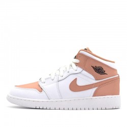 Air Jordan 1 Mid "White Rose Gold" GS AJ1 Sneakers 555112-190