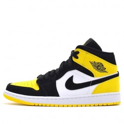 Air Jordan 1 Mid "Yellow Toe Black" Womens/Mens AJ1 Sneakers 852542-071