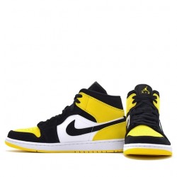 Air Jordan 1 Mid "Yellow Toe Black" Womens/Mens AJ1 Sneakers 852542-071