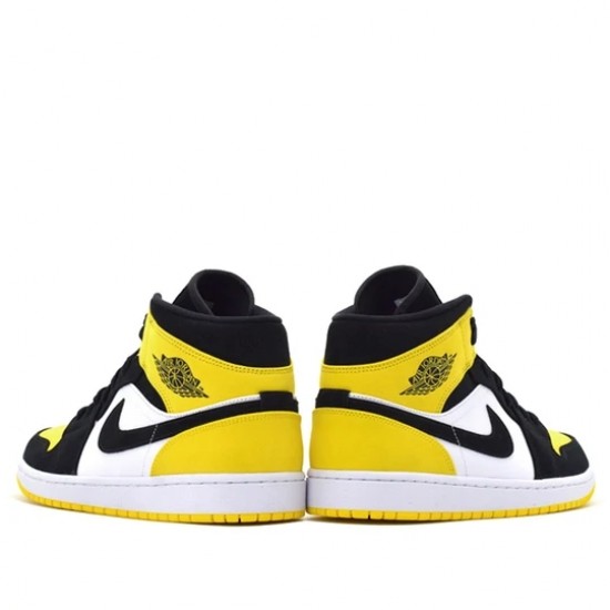 Air Jordan 1 Mid Yellow Toe Black Womens/Mens AJ1 Sneakers 852542-071