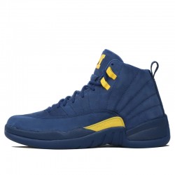 Air Jordan XII Retro "Michigan" College Navy/Amarillo Mens AJ12 Sneakers BQ3180-407 