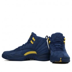 Air Jordan XII Retro "Michigan" College Navy/Amarillo Mens AJ12 Sneakers BQ3180-407 