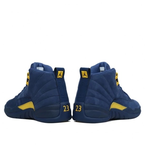 Air Jordan XII Retro Michigan College Navy/Amarillo Mens AJ12 Sneakers BQ3180-407