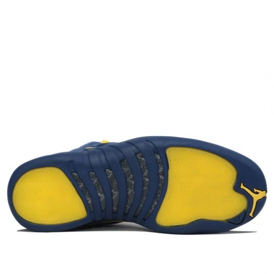 Air Jordan XII Retro Michigan College Navy/Amarillo Mens AJ12 Sneakers BQ3180-407