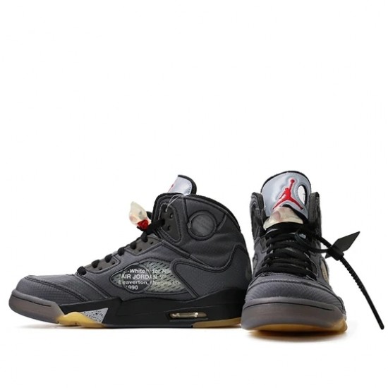 Air Jordan 5 Retro Off-White Black Mens AJ5 Sneakers CT8480-001